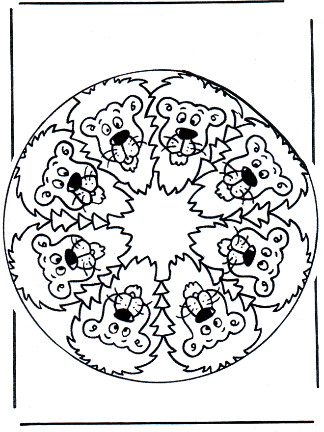 Kolorowanki mandala lwia - Mandala ze Zwierzętami