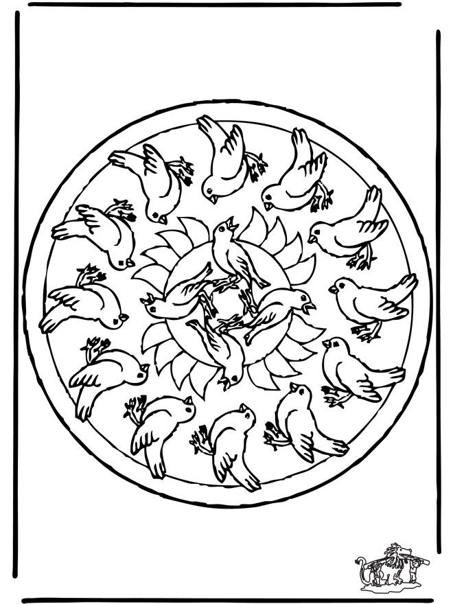 Kolorowanki mandala ptaki - Mandala ze Zwierzętami