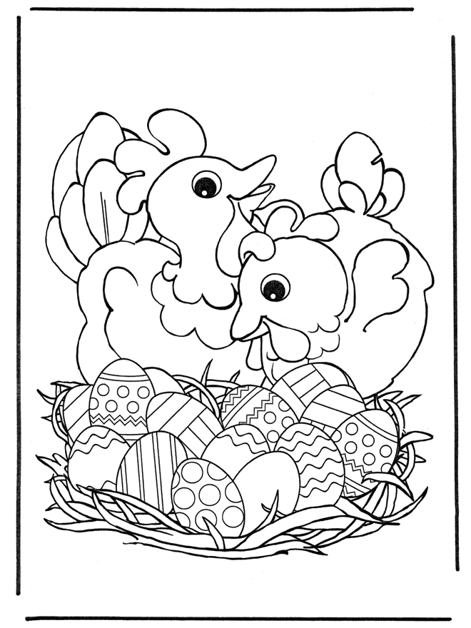 Kury z jajkami wielkanocnymi - Wielkanoc