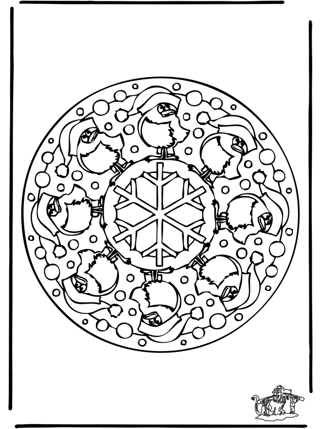 Mandala - zimowa 1 - Kolorowanki Bożonarodzeniowe