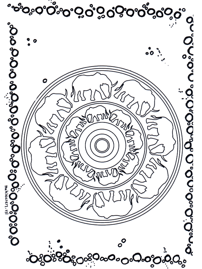 Słoniowa Mandala - Mandala ze Zwierzętami