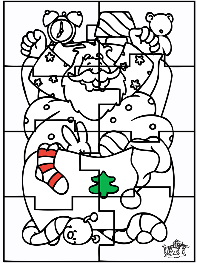 Święty Mikołaj - Puzzle - Zabawy techniczne Bożonarodzeniowe